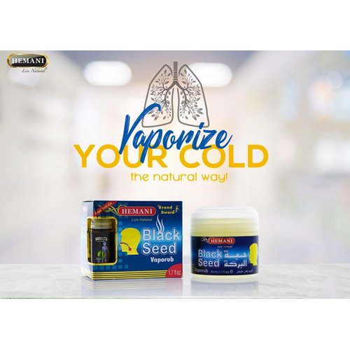 Hemani Black Seed Vapor Rub Ointment - 50mL (1.7 FL OZ) - Soothes Chest Congestion and Muscle Pain - Free Massage Oil Included
