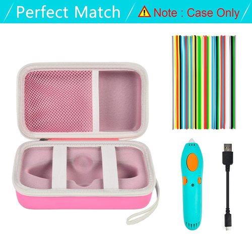 ANKHOH Case Compatible with 3Doodler Start+ Essentials (2023) for 3D Pen Set for Kids, Storage Organizer Holder for Printing Filament Refill and USB Charger (Box Only), Pink, Portable