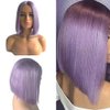 Bob Wigs Human Hair Wigs for Women Non Lace Frontal Bob Wigs Purple Brazilian Virgin Hair Bob Wigs Middle Part Natural Hair Wigs Straight Bob Wigs Machine Made Wigs(14 Inch,Lilac)180% Density