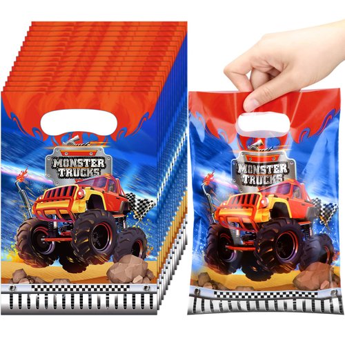 40 Pcs Truck Party Favor Bags, Truck Goody Bags Truck Birthday Party Supplies Truck Party Bags Gift Bags Plastic Candy Bags for Truck Themed Birthday Party Favors
