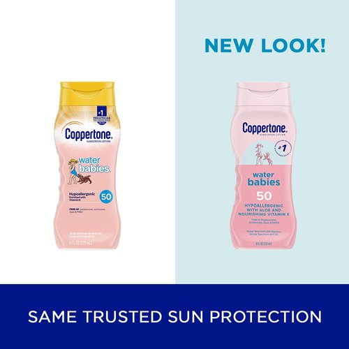 Coppertone WaterBabies SPF 50 Baby Sunscreen Lotion, Water Resistant Sunscreen for Babies, 8 Fl Oz