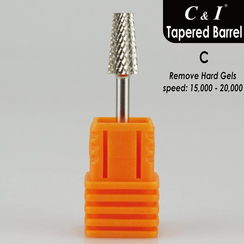 C & I Tapered Barrel Nail Drill Bit for Electric Nail Drill Machine of Nail Art (Grit Coarse, Silver)
