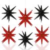 6 Pcs Star Foil Balloons One-Piece 14-Pointed Star Balloons 4D Starburst Cone Mylar Balloons 22inch Christmas Birthday Wedding Wedding Anniversary Party Supplies(Black + Red)