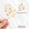 inSowni 12 Pieces Decorative Bridal Wedding Party Prom U-Shaped Gold Metal Eucalyptus Leaf Hair Pins Headpieces Hair Accessories for Brides Bridesmaids Women Girls