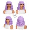YYHR Natural Wavy Wig with Air Bangs Short Bob Loose Wavy Wig Curly Wavy Shoulder Length Bob Synthetic Cosplay Wig for Girl Colorful Costume Wigs (Purple)