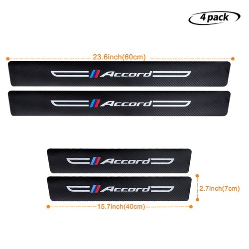 Cotree 4PCS Carbon Fiber Textured Leather Car Door Sill Protector Compatible with Accord, Car Door Threshold Protector, Car Door Sill Decoration Scuff Plate Fit for Accord Accessories