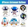 Space Balloons - 33 Inch Astronaut Foil Balloons, Mylar Airship Planet Rocket Galaxy Balloons, Outer Space Theme Birthday Decorations - Pack of 8