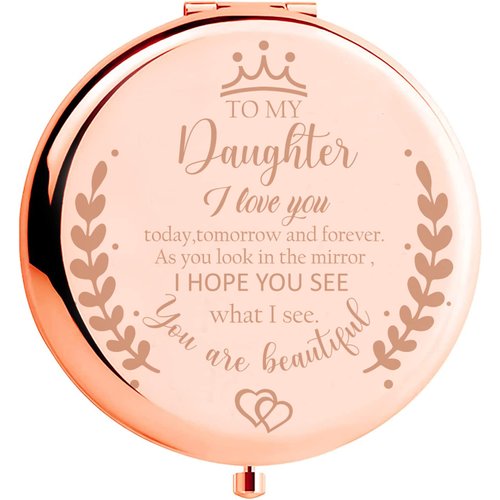 Soulpetals Daughter Gift from Mom, Birthday Gifts for Daughter Adult, Gifts for Daughters from Mothers, Daughter Wedding Gift from Mom to My Daughter Makeup Compact Mirror