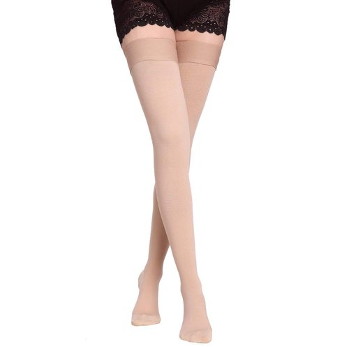 PPXGOGO Thigh High Compression Socks Men & Women, Firm Support 20-30 mmHg Gradient Compression with Silicone Band, Closed Toe Compression Stockings for Medical, Edema, Varicose Veins.(close nude XXL)