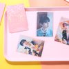 50pcs Laser Flashing Heart Kpop Photocard Sleeves 61x91mm Holographic Clear Card Sleeves Pink Card Protector Transparent Trading Card Sleeve Perfect Fit Sleeves Baseball Cards Photocard Photo