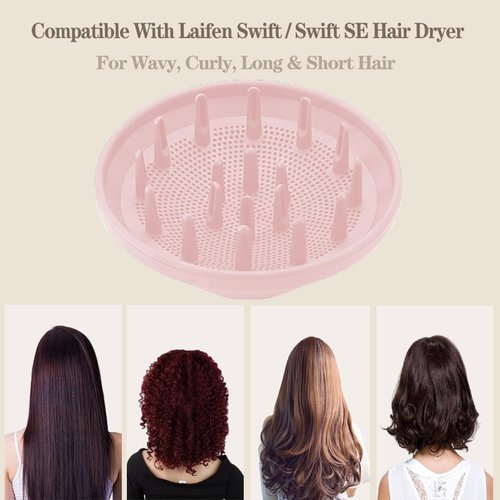 360° Rotating Diffuser Attachment Nozzle Compatible With Laifen Swift Hair Dryer/Swift SE Styling Tool, Hair Smoothing Dryer Magnetic Blower Accessories for Laifen, Pink…
