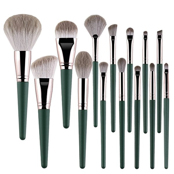 RIJAHO Makeup Brush Gift Set: 14 Professional Makeup Brush Set Senior Plant Fiber Bionic Silk Synthetic Face Kabuki Brush Set Foundation Blush Eye Shadow Brush Set