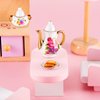 Skylety Dollhouse Tea Cup Set 1:12 Miniature Porcelain Dollhouse Accessories 8 Pcs Miniature Porcelain Set Christmas Decoration Mini Flower Pattern Teapot Cup Plates Set for Dollhouse Kitchen Supplies