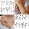 Cerlaza 75 Styles Tiny Black Flower Branch Temporary Tattoos For Women, 16 Sheets Realistic Wild Flower Floral Small Fake Tattoo, Wild Plant Tattoo Stickers for Adults Women Hands Legs Body Sticker