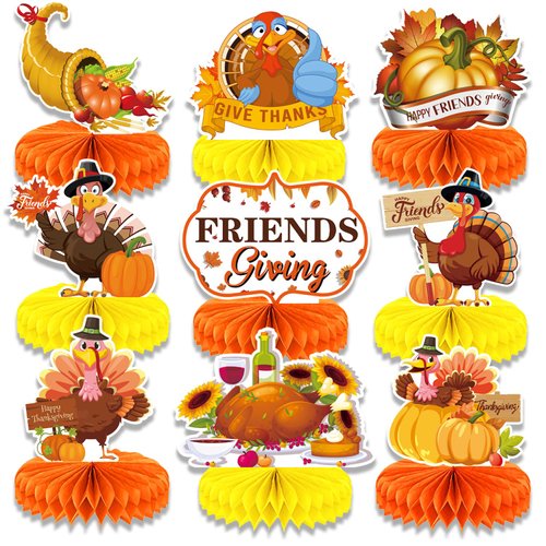 9 Pieces Friendsgiving Party Table Decorations Happy Friendsgiving Honeycomb Table Centerpieces f...