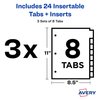 Avery Dividers for 3 Ring Binders, 8-Tab Binder Dividers, Plastic Binder Dividers, Insertable Big Tabs, Multicolor, 3 Sets (71901)