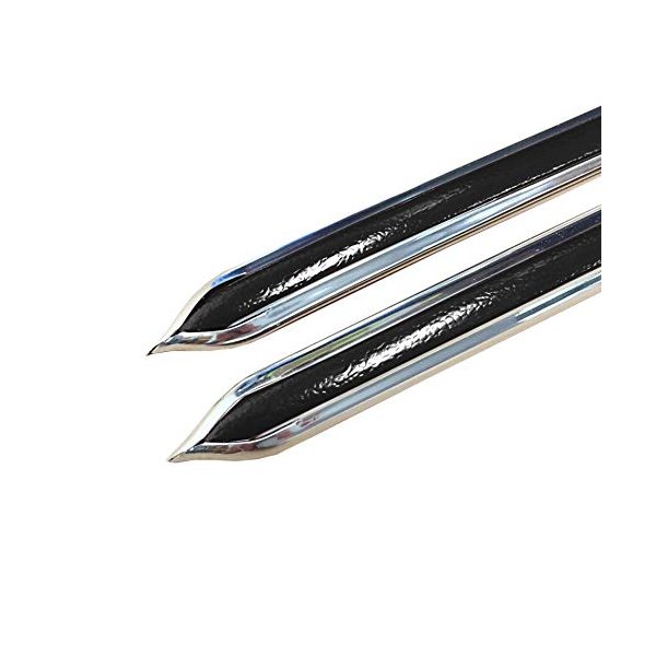 Vintage Style 5/8" Black & Chrome Side Body Trim Molding - Formed Pointed Ends