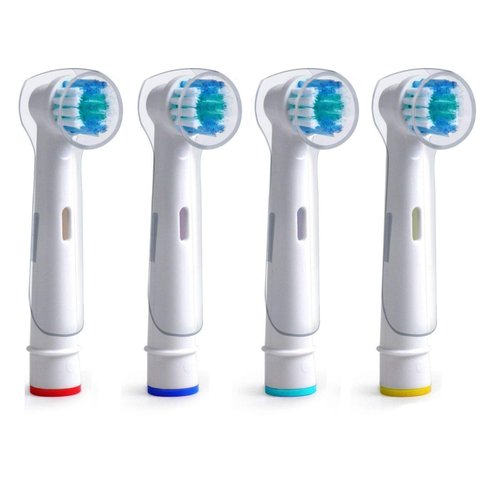 Replacement Brush Heads Compatible with Oral B Braun- Pack of 4 Precision Clean Electric Toothbrush Heads for Oralb PLUS 4 Bonus Protective Travel Covers – for Travel and Sanitary Convenience