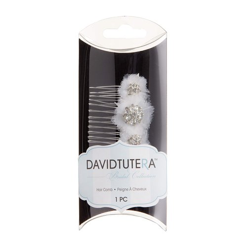 Darice David Tutera Bridal Tri-Cluster w/Netting Silver Rhinestone Flower Hair Comb
