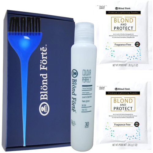 Blond Forte DIY Blond &amp; Protect 8+ Level Hair Bleach Lightening Combo + 20 Volume Developer (30 V...