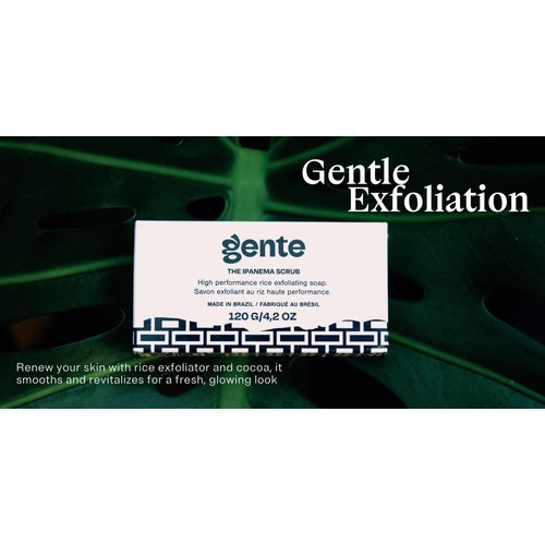 Gente Beauty The Ipanema Scrub Exfoliating Bar Soap – Gentle Cocoa & Rice Scrub for Smooth, Glowing Skin | Natural Ingredients for Daily Use - 4.5 oz