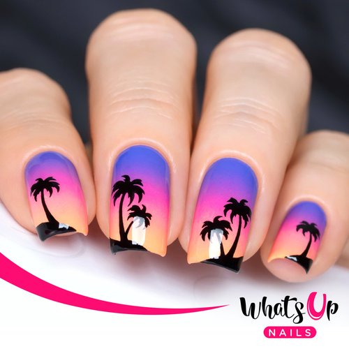 Whats Up Nails - Palm Nail Vinyl Stencils for Nail Art Design (2 Sheets, 40 Stencils Total)