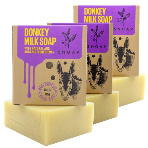 Unscented Soap Bar for Body & Face - Made with Donkey Milk, Natural and Organic Ingredients. Gentle Soap – For All Skin Types – 5oz Bar (Pack of 3)