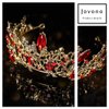 Jovono Baroque Queen Crowns Rhinestone Crowns and Tiaras Ruby Tiara Bridal Wedding Headpiece Costume Hair Accessories for Women and Girls