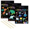 OPUHOHR 3 Set Magic Scratch Paper Art, Colorful Magic Drawing Art Book with 3 Scratch Pen for Birthday Halloween Christmas Party Games Projects Kits(Dinosaurs/Underwater World/Spaceman)