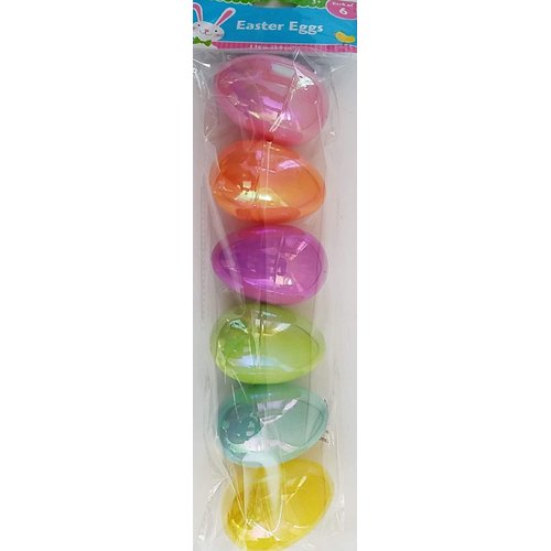 Easter Eggs Iridescent Fillable Plastic 3”x2” 6/Pk