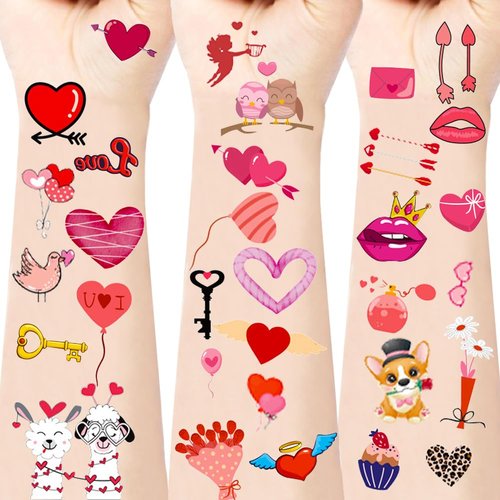 RUPOFUZA Valentines Temporary Tattoos Assorted Face Tattoos Sticker Cute Valentines Temporary Tattoos Adult Women Heart Tattoos Stickers for Valentines Day Decorations(10 Sheet)