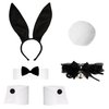 Bunny Costumes Set for Women, Rabbit Ear Headband, Bow Tie, Pom-Pom Tail, Bell Lace Neckline Knot Kit for Halloween Christmas Easter Party, Pink