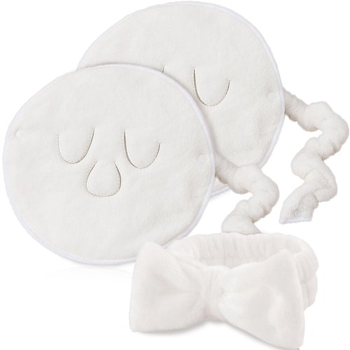 Caliee 3 Holes Towel Mask Reusable Facial Headband Coral Velvet Face Towel Hot or Cold Face Towel Face Towel Soft Beauty Facial Towel for Home or Beauty Salon Face Steaming Towel Mask