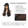 Yunkang Hat Wig Baseball Cap With Long Wavy Ends Straight Hair Extensions Attached Heat Resistant Synthetic Fiber Hair Replacement Wigs in Hat for Woman Girls Mix brown(Mdark brown, 18inch)