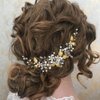 YERTTER Bridal Floral Crystal Leaf Bridal Hair Comb Clip Pearl Wedding Hair Accessories for Bride Bridesmaid Flower Girls (Gold)