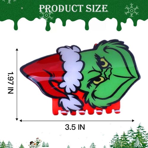 2PCS Christmas Hair Claw Clips for Women Girls Red Green Christmas Fun Hair Accessory Xmas Hair Clips Strong Hold Hair Jar Hair Accessory for Christmas Holiday Festive Party Decor