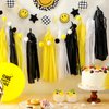 Qeeenar 53 Pcs One Happy Dude Birthday Decorations 1st Birthday Banners Lightning Smile Face Decoration Hippie First High Birthday Chair Tassel Banner for One Happy Dude Party Favors Decor Supplies
