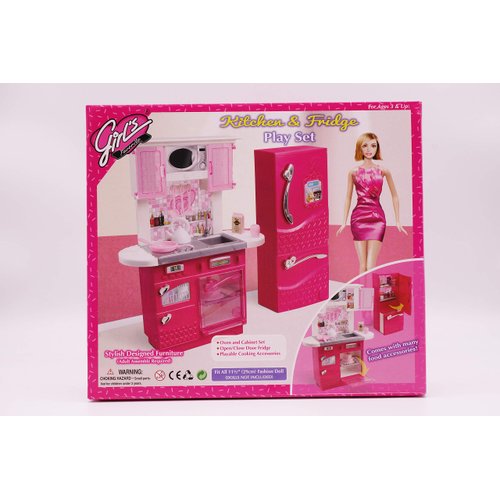 Girl's Favorite/Gloria Kitchen & Fridge Play Set Doll Furniture (No. 3016)