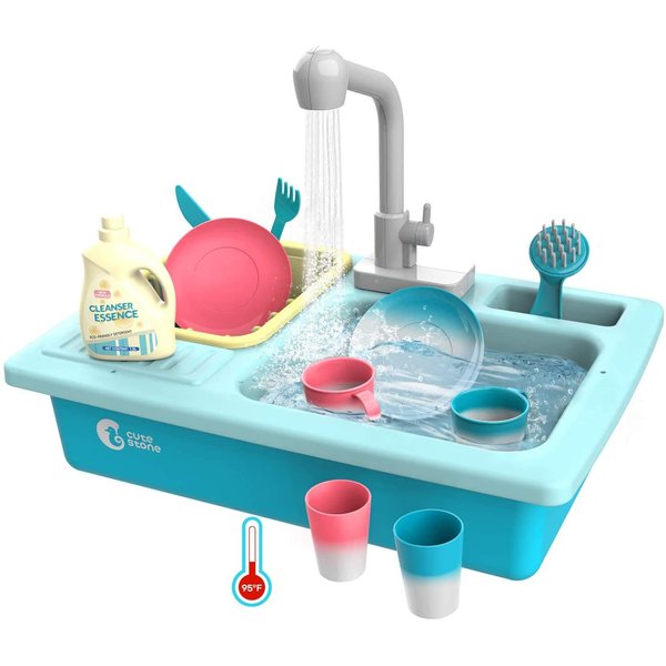 Cute Stone Toy Accessories Faucet for Kitchen Sink Toys Blue & Pink with Color-Changing Accessories