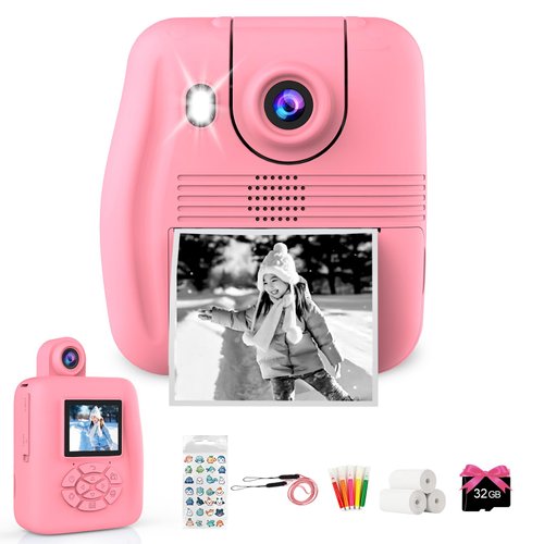 Kids Camera Instant Print - Instant Print Camera for Kids, Inkless Camera Instant Print, Kids Toddler Digital Video Cameras Kids Toys Christmas Birthday Gifts for Girls Boys