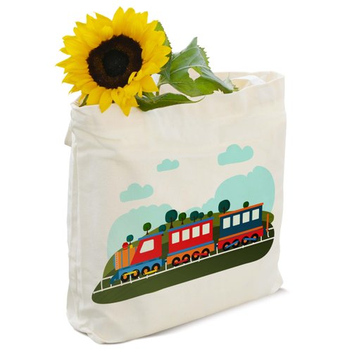 GOLRMC Cute Canvas Tote Bag Aesthetic, Reusable Grocery Shopping Bags, Birthday Gifts Shoulder Tote Bag for Women Train lovers Friends (B04)
