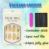 Summer Press on Nails Medium Almond Fake Nails Lemon False Nails Full Cover Acrylic Nails Artificail Stick on Nails for Nails Art Decoration 24Pcs