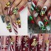 15Pcs Christmas Nail Charms for Nails Art Bling Xmas Trees Nail Rhinestones Luxury Metal Gift Bell Apple Nail Art Charms Design 3D Alloy Nail Jewelry Silver Green Red Nail Gems for Women Winter DIY