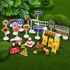 1Set Play Traffic Signs, Street Road Signs Playset for Car & Train Set for Kids, Kids Road Signs Toy Traffic Cones Mini Roadblocks Toyset Educational Toys