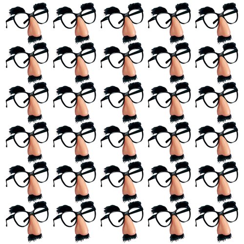 PPXMEEUDC 30 PCS Disguise Glasses with Funny Nose Funny Glasses with Eyebrows and Mustache Party Favors for Costume Halloween and Birthday Parties