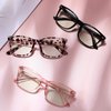 COASION Blue Screen Glasses for Kids Age 3-12, 3 Pack Blue Light Blocking Glasses for Girls Boys, Computer Gaming Fake Eyeglasses (Leopard + Clear Pink + Black)