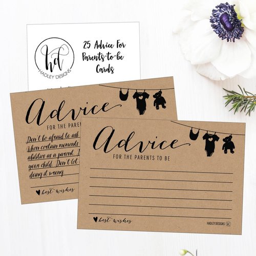25 Rustic New Mommy or Parent Advice Cards For Baby Shower Game Activities Ideas, Expecting Words of Wisdom Message for Parent To Be Boy Girl Co-Ed Couples Gender Reveal Keepsake Alternative Guestbook