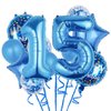 Balloons, 11 pcs Foil Balloons 15 Year Old for 15th Birthday Party Supplies Decoration， Confetti Balloon Kids Party Balloons Birthday Party Supplies 15 Years Old Birthday Balloon for Kids (15th, Blue)