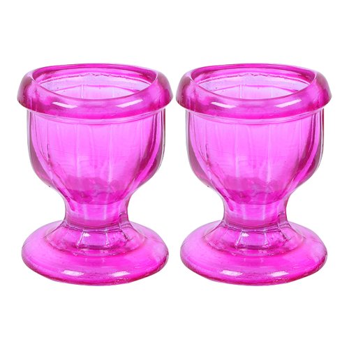 WHOLELIFEOBJECTS Glass Eye Wash Cup with Engineering Design to Fit Eyes for Effective Eye Cleansing - Eye Shaped Rim, Snug Fit Set of 2 (Pink)