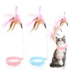 2Pcs Cat Collar Toy, Adjustable Cat Feather Neck Collar Toy Cat Teasing Wand with Silicone Collar, Funny Cat Stick, Interactive Self Playing Toys Bell for Indoor Cat Playing Small Animals(Blue, Pink)